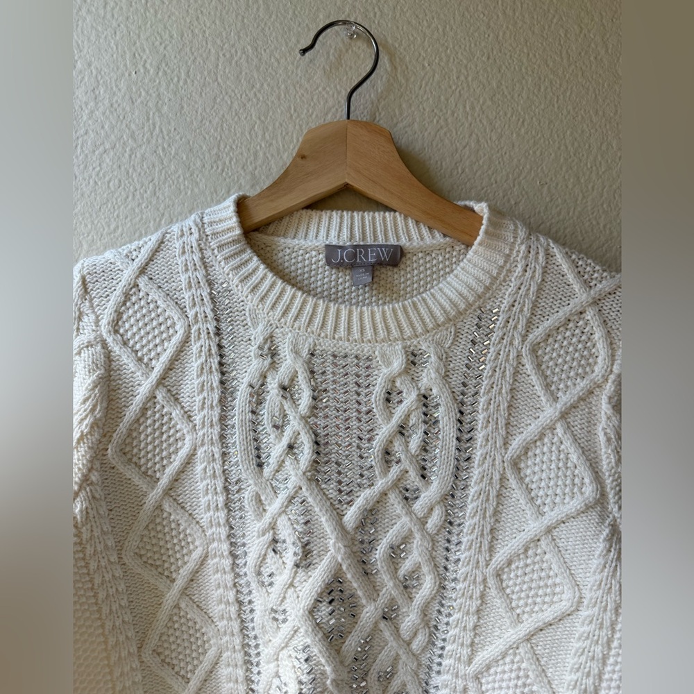 J. Crew Women's Ivory Cable Knit Sweater - Picture 4 of 6